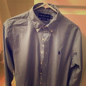 Polo Blue Striped Button Down Size 15 1/2 - 34/35